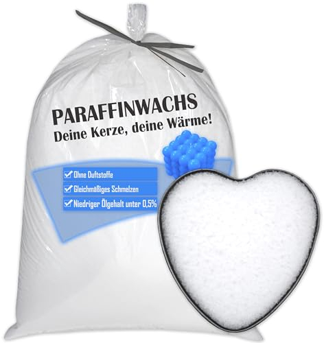 Nurtextil24 Paraffinwachs für Kerzen 2kg Premium Fein Granulat Weiß -MENGENAUSWAHL 1-25kg- unbeduftet Kerzenwachs zum gießen 2000g Paraffin Wachsgranulat Kerzen selber Machen herstellen