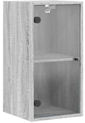 vidaXL Wandschrank, Hängeschrank mit Glastüren, Schrank mit Stauraum für Wohnzimmer, Küchenschrank Badschrank Wandmontage, Modern, Grau Sonoma