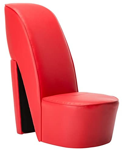 Homgoday Sessel mit Absatz, Kunstleder, Rot, Relaxsessel für Wohnzimmer, Esszimmer