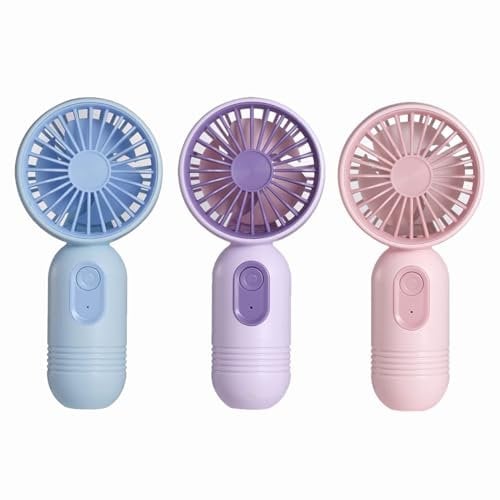 Mini Portable Fan 3 Pack, Cute Handheld Battery Operated Lightweight Small Personal Fan with 3 Speeds and USB Rechargeable Eyelash Fans for Stylish Girl Kids Women Men Office Outdoor Travel Camping