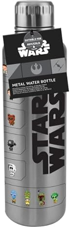 Paladone Star Wars Bouteille d'eau en métal sous licence officielle Gamer and Comic Series Décoration et cadeau, accessoire de bureau Disney pour tous les âges, verres à boire avec personnages du film