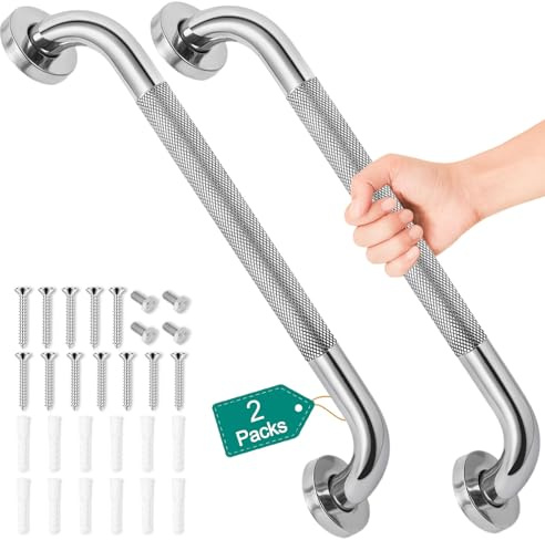 Lot de 2 barres d'appui de 40,6 cm pour baignoires et douches, barres d'appui de sécurité pour salle de bain pour personnes âgées pouvant supporter jusqu'à 226,8 kg, barres d'appui en acier