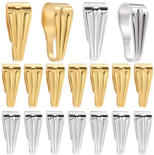 SOFPLATE 1 Box 600Pcs Gold Snap Bails Silver jewellery Pinch Bail Bulk Brass Metal Hook Claw Clasp Pendant Charms Chain Links Connector Clasps for Necklace jewellery Making Bracelets Earrings DIY