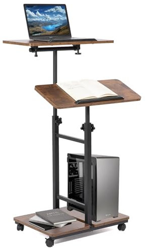 Mehrzweck-Rednerpulte und Podien, tragbarer, mobiler Steh-Laptop-Schreibtisch, höhenverstellbar, rollbarer Podiumständer mit Ablageschale, 2 Drehgelenke, Sitzständer, Rednerpult, Schreibtisch für