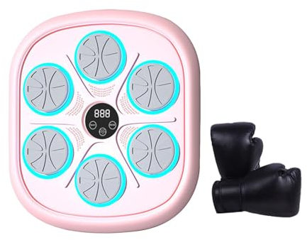 Baoblaze Elektronische Boxmaschine, Smart Boxing, Geschwindigkeit einstellbar, Musik-Boxwandziel für Karate-Übungen, Fitnessübungen, Rosa Handschuhe