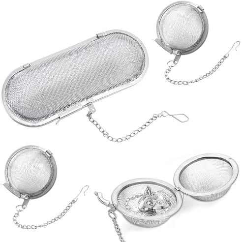 iTYOOS Pack of 3 Cleaning Baskets, Ultrasonic Parts Cleaner, Fine Mesh Stainless Steel Small Parts Cleaning Basket with Lock, Mesh Ball with Lid & Chain with Hook, Ultrasonic Parts Cleaner, stainless