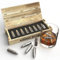Lot de 8 pierres à whisky en forme de balle pour homme ou mari, éléphant blanc pour adultes et hommes – Ensemble de glaçons réutilisables en métal et acier – Anniversaire de bourbon amusant