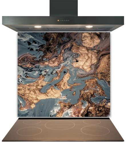 Glass Kitchen Splashback Panel – Design 2003, 60x80cm, 6mm Toughened Heat Resistant Tempered Glass Hob Backsplash with Polished Edges, Easy Clean Cooker Wall Protector for Modern Kitchen Cooker & Hob