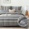 SOULFUL Bettwäsche 220x240 Baumwolle Gestreift, 100% Gewaschene Baumwolle Dunkelgrau Bettwäsche-Sets mit Reißverschluss öKotex Zertifiziert Enthält 1 Bettbezug 220x240 und 2 Kissenbezüge 80x80