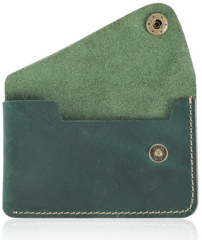 Yuanchu Étui pour cartes de visite style à rabat, en cuir de vachette, style vintage, étui pour cartes de crédit, étui fin pour cartes de crédit, porte-monnaie plat, porte-cartes, nom d'entreprise,