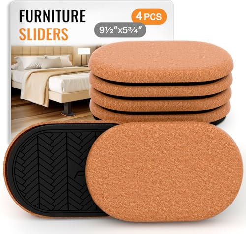Furniture Sliders for Hardwood Floors Felt Large 4 PCS 24cm x 14.5cm Oval Reusable Furniture Slider with Extra Thick Design - Heavy-Duty Furniture Movers - Felt Sliders Effortless Moving