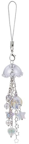 BEEFLYING Quallen HandyKette Kurz Handyanhänger Handgelenk | Handyschmuck Phone Charm, mit Sternherz, für Tasche Schlüsselanhänger Kamera Geldbörse Dekor Handyhülsen GeldböRsen