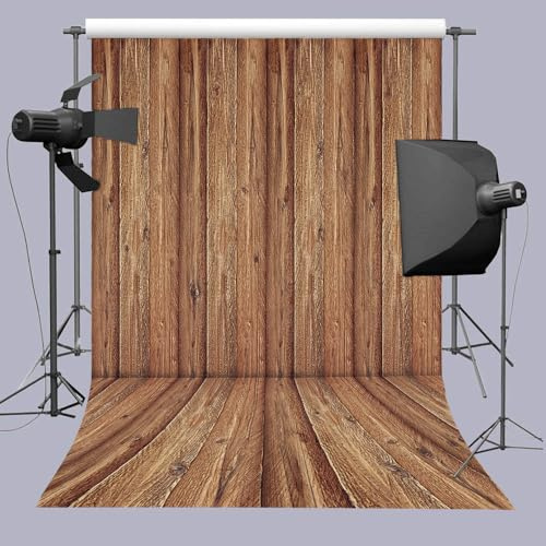 INRUI Brown Retro Wood Wall Photography Backdrop 1.8x2.4m | Lightweight Vinyl for Product Shoot & Portrait Studio Photography Photo Booth Decor