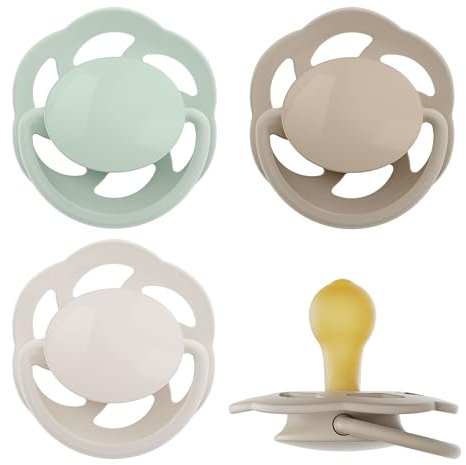 nip - Cherry Green Newborn | 0-2 Monate | 4er Pack | Stillfreundlicher, zahnfreundlicher Babyschnuller für Neugeborene. Nachhaltiger Schnuller aus natürlichen Rohstoffen, Grün/Braun