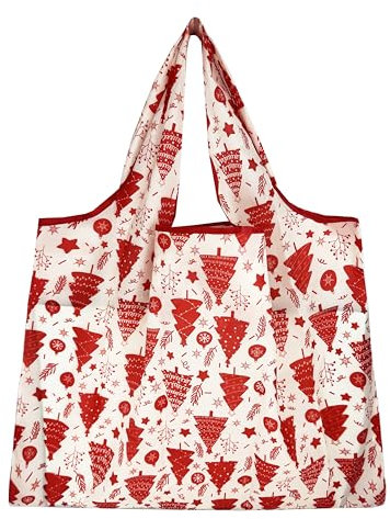 Lin’s Liliana große Faltbare Tasche 50x66cm, wiederverwendbare Einkauftasche leichte Handtasche schnelltrocknend reißfest für Einkauf Reise Ausflug (Weihnachten III)