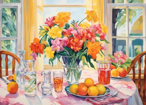 Bullglesup Puzzle für Erwachsene 1000 Teile, Breakfast, Passen Perfekt Ineinander Buchstaben Auf der Rückseite Kein Staub, Spielzeug für Männer Frauen Ältere (70 x 50 cm), 1:1 Poster