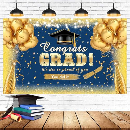 2025 Hintergrund für Graduation, CONGRATS GRAD Abschluss Deko 2025, Gratulation Absolventen Banner, Bestandene Prüfung Geschenk - Abschluss Deko für Abitur, Bachelor und Master Abschlussfeiern