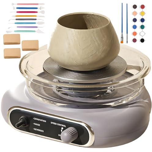 FHRKA Tornio Elettrico per Ceramica, Kit Elettrico per la formatura di ceramiche con Pedale e Giradischi Staccabile, Ruota elettrica in Argilla
