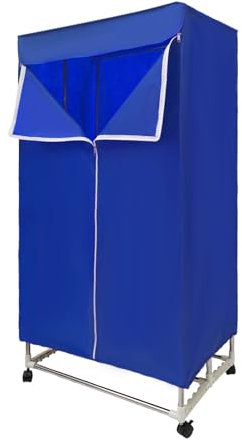 pochcicou Secadora de ropa eléctrica, 220 V, 1200-1500 W, armario con ruedas, capacidad de carga 30 kg, función de temporizador, tendedero portátil, color azul