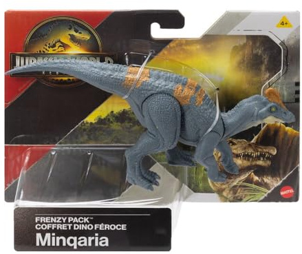 Jurassic World Rebirth Frenzy Pack Figura de dinosaurio Minqaria, juguete auténtico, juego digital