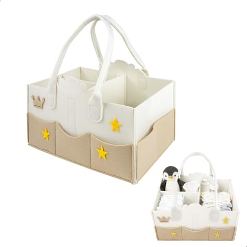 xiruiubao Cesta Organizadora Bebe,Organizador Pañales de Fieltro con Compartimentos Extraíbles,Cestas Bebe Cesta Cambiador para Juguetes,Libros Ilustrados,Aperitivos,Material de Oficina