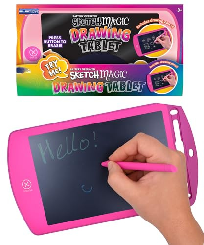 Childrens Drawing Tablet Battery Operated Pink Handheld Creative LCD Digital Slate for Kids Educational Toy Stylus Erase Button Promotes Fine Motor Skills Art Practice Early Learning - Electoys