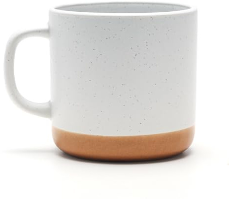 Dermalyx 300ML Handgefertigte Keramik Kaffeetasse Gesprenkelte Weiße Hochglanz Natur Gebrannte Tonbasis Mikrowellengeeignet Niedrige Kunsthandwerk Tasse Tee Geschenke