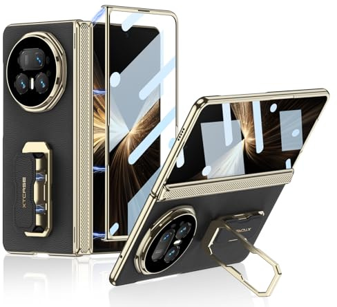 Hauw Hülle für Honor Magic V5,Slim Fit Stoßfeste Leder-Handyhülle Kompatibel mit Honor Magic V5,Schwarz 2