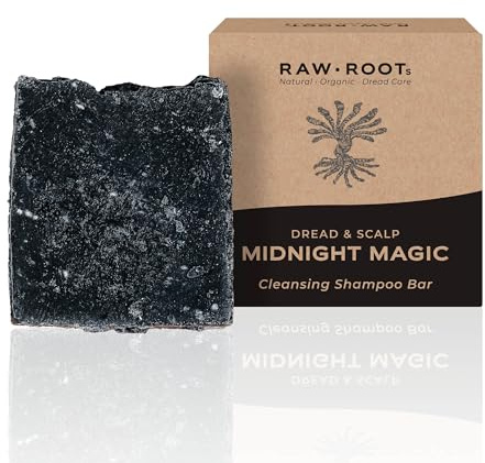 RAW ROOTs Shampoo Bar für Dreadlocks, 100 g | Mit Aktivkohle, Apfelessig & Hanfsamenöl - Vegan
