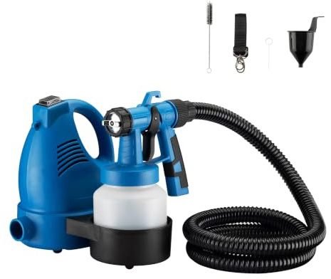 Wiltec Farbspritzpistole 600 W, leistungsstarkes Farbsprühgerät 230 V, elektrische Sprühpistole 3-4 bar, hochwertige Spritzpistole für Wandfarbe mit 800 ml Aluminiumtank