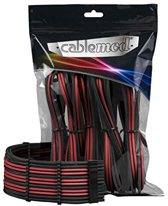 CableMod CM-PCAB-BKIT-NKKBR-3PK-R Kabelverlängerungsset, Schwarz/Rot
