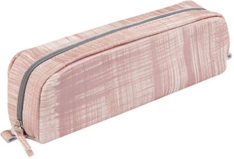 Clairefontaine 8424C Schlampermäppchen (aus echtem Leder, gefärbt, 21 x 4x 6cm, rechteckig, mit Motiven) 1 Stück lachs
