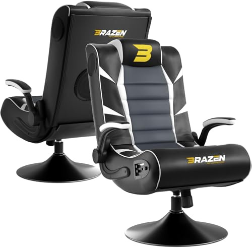 BraZen 18059 Panther Elite 2.1 Bluetooth Surround Sound Gaming Chair-White