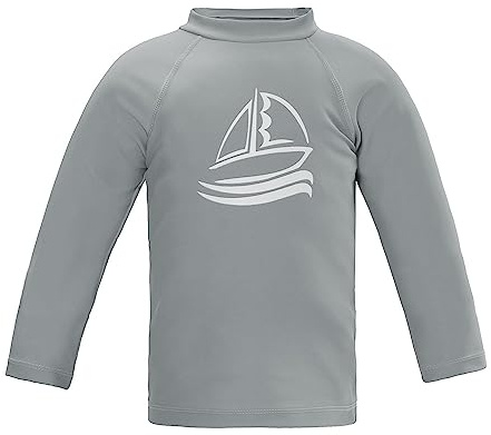 LACOFIA Traje de baño Infantil Camiseta de baño de Manga Corta para niños Rashguard con protección Solar Secado rapido Gris 116