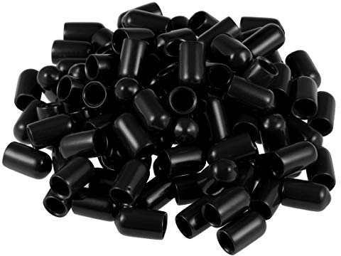sourcing map 100 Stück Gummi Endkappen 7,5mm Innendurchm. Gummikappen Runde Schutzkappen Gummi Abdeckung Stopfen Möbelgleiter Bolzen Gewindeschutz für Schrauben Rohr Stuhlbeine, Schwarz