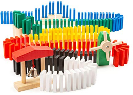 small foot Domino-Rallye, Kettenreaktions-Spiel aus Holz, 490-tlg., Geschicklichkeitsspiel für Kinder ab 3 Jahren, 11402