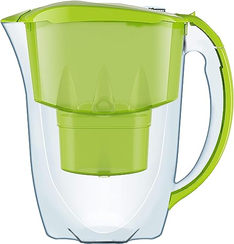 AQUAPHOR Wasserfilter Jasper Hellgrün inkl. 1 MAXFOR+ Filter I Reduziert Kalk & Chlor I Karaffe für 2,8l I Tischwasserfilter I Passt in die Kühlschranktür