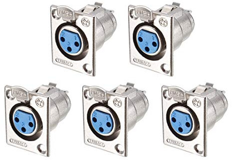sourcing map 3-Pin XLR Female Jack Panel Mount for Microphone Connector Adapter Converter Audio Speaker Silver Tone 5Pcs YL-3075
