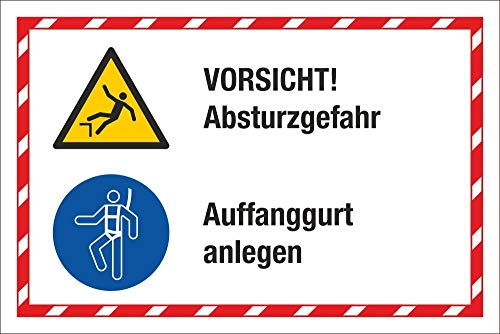 WERBEPUNKT. Kombischild Vorsicht Absturzgefahr Auffanggurt anlegen 3 mm Alu-Verbund 300 x 200 mm