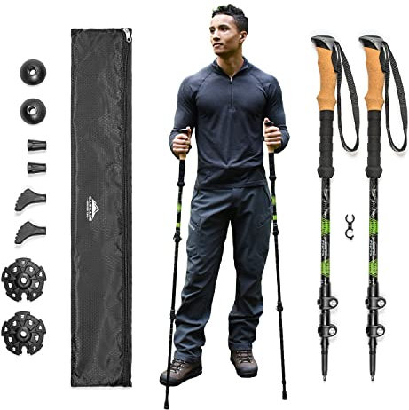 Cascade Mountain Tech Trekking Poles - Aluminum Hiking Walking Sticks with Adjustable Locks Expandable to 54 (Set of 2)
