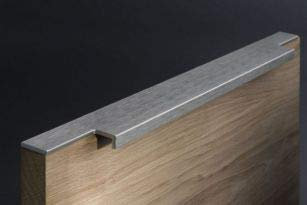 247mm Brushed Nickel Highway Trim Handle | Top of Kitchen Cabinet Door | Bayonet Fix | Routered