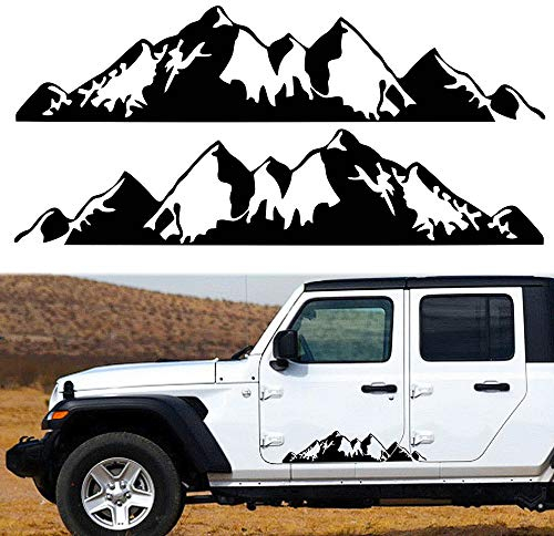 TOMALL 1 Paar 75cm Berge Aufkleber Aufkleber für Karosserietür Seite Auto Schnee Berge Grafik Vinyl Aufkleber Dekoration für SUV LKW Geländewagen Universal Long Size Aufkleber Zubehör (Schwarz)