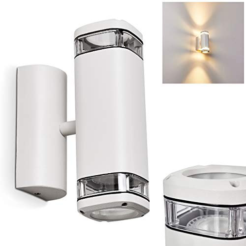 HOFSTEIN Außenwandleuchte Corneda, Außenleuchte aus Metall in weiß, moderne Wandlampe mit Up & Down-Effekt, 2-flammig, 2 x GU10, ohne Leuchtmittel