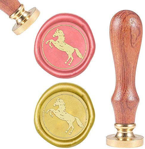 craspire Wax Seal Stamp Horse, Versiegelung Wachs Stempel Tier Retro Holz Stempel Wachs Siegel 25mm Abnehmbare Messing Siegel Holz Griff Für Umschläge Einladungen Hochzeit Verschönerung Dekoration
