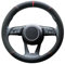 S-TETIC® Premium Lenkradbezug aus Alcantara + Nappaleder | Rote 12-Uhr Markierung | Universalgröße 36-38 cm | Lenkradcover | Sommer und Winter