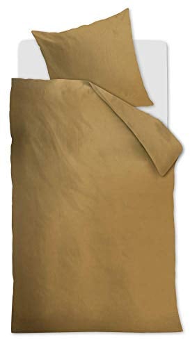 Beddinghouse Bettwäsche-Garnitur Organic Basic Farbe Ocker Größe 155x220+80x80cm Einfarbig Uni Baumwolle