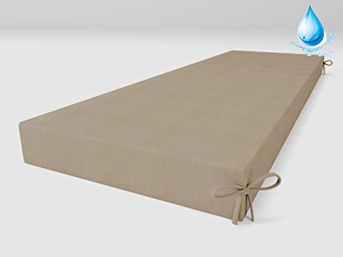 ALOHA Bankauflage Bankkissen für Gartenbank, Gartenschaukel, Gartenmöbel, Terrasse, Rasen, Sitzbank-Kissen Bankpolster Auflage (Wasserabweisend Beige / 120x40x8cm / 1 Stück)
