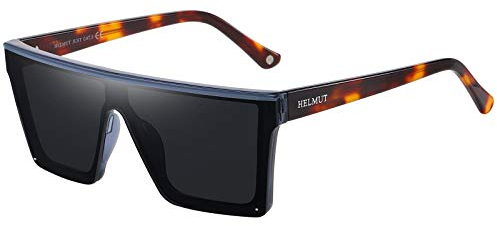 H HELMUT JUST Sonnenbrille Für Herren Rechteckig Groß Grau Gläser Leichter Nylon Linse TR90 Rahmen Acetatbügel