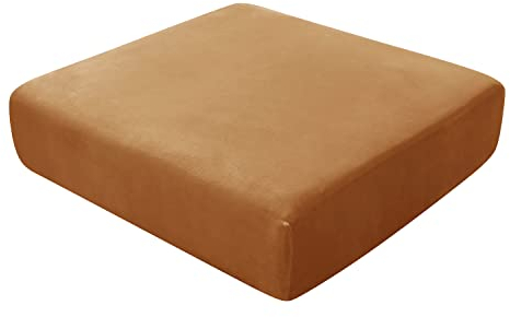 SYLC Sofa Sitzkissenbezug, Stretch Sitzkissenbezug rutschfest Mit Krawatten, Samt Überzüge Für Wohnwagen Polster Sitzbezüge Für Sofa(Red Coffee,Großer 2-Sitzer)