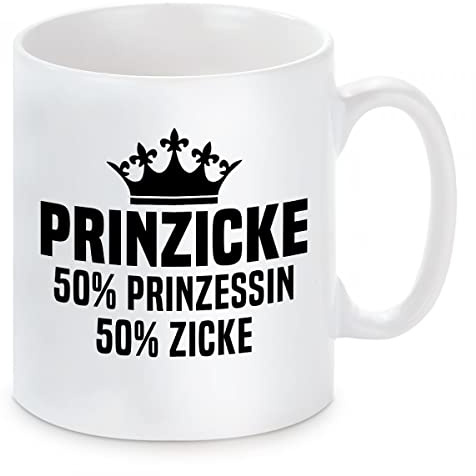Herzbotschaft Tasse mit Motiv - Prinzicke - 50% Prinzesssin + 50% Zicke